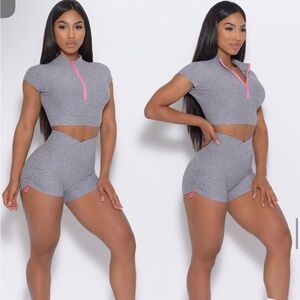 Bombshell Toggle SET Gray and Pink Sports Bra